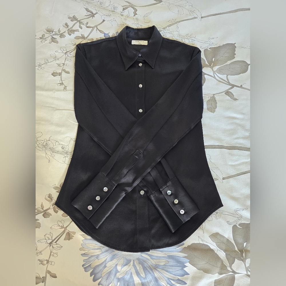 Black Babaton Button Down Top 2XS